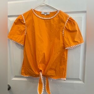 CROSBY by Mollie Burch Orange Blouse with Lace Accents